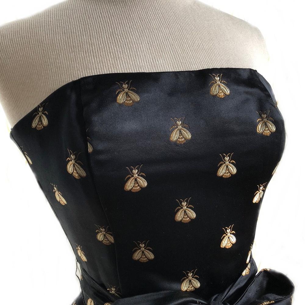 Molly B silk black cocktail dress with bee print - Picture 4 of 8